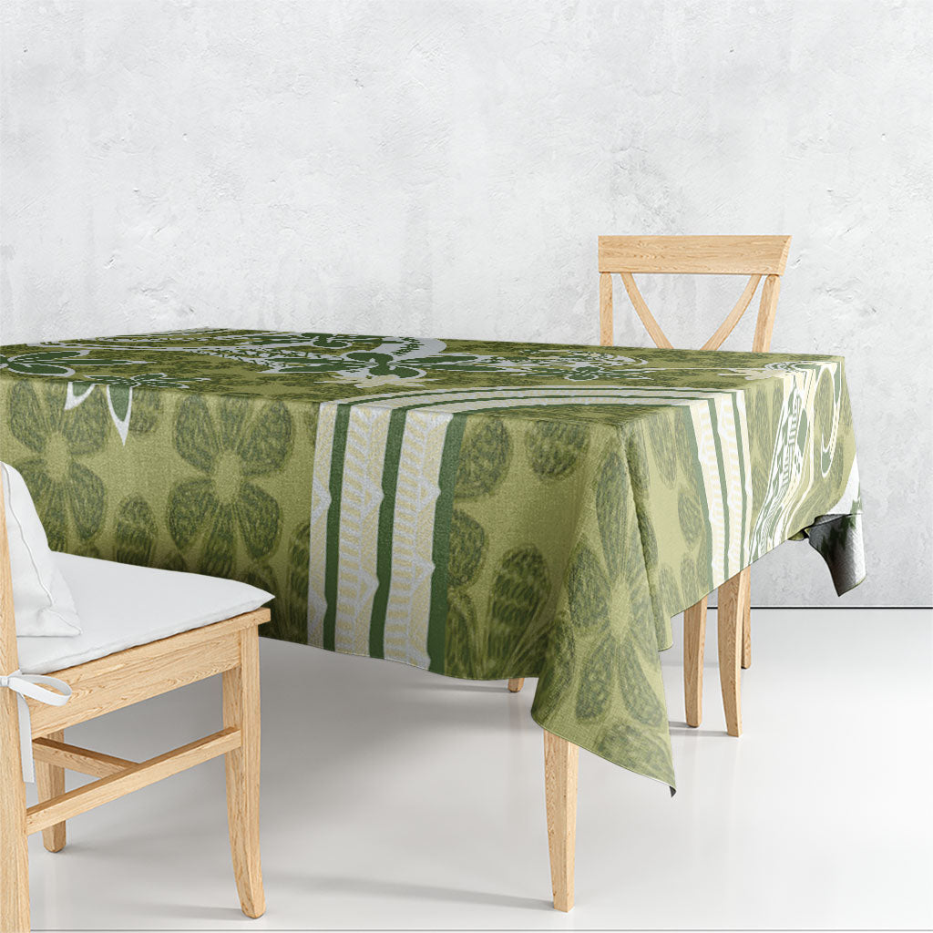 Hawaii Pupuala Plumeria Olive Green Tablecloth Polynesian Pattern LT01 - Polynesian Pride