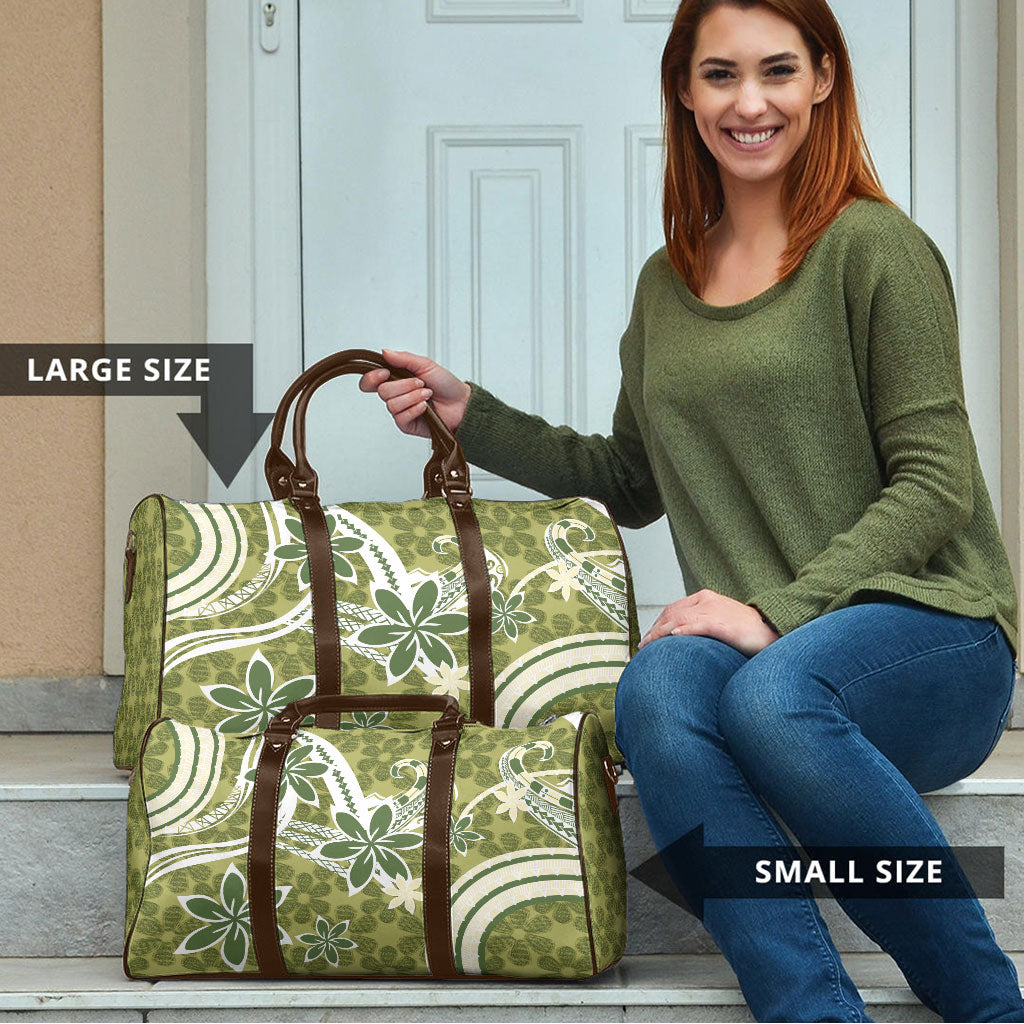 Hawaii Pupuala Plumeria Olive Green Travel Bag Polynesian Pattern LT01 - Polynesian Pride