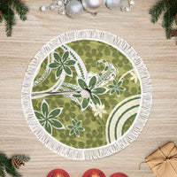 Hawaii Pupuala Plumeria Olive Green Tree Skirt Polynesian Pattern LT01 Fringed Olive Green - Polynesian Pride