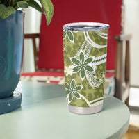 Hawaii Pupuala Plumeria Olive Green Tumbler Cup Polynesian Pattern LT01 - Polynesian Pride