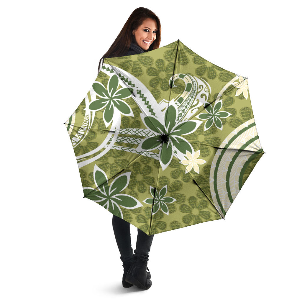 Hawaii Pupuala Plumeria Olive Green Umbrella Polynesian Pattern LT01 - Polynesian Pride