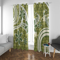Hawaii Pupuala Plumeria Olive Green Window Curtain Polynesian Pattern LT01 With Grommets Olive Green - Polynesian Pride