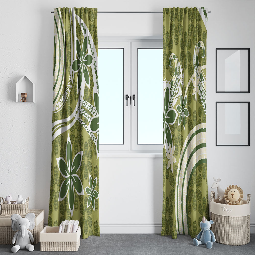 Hawaii Pupuala Plumeria Olive Green Window Curtain Polynesian Pattern LT01 - Polynesian Pride