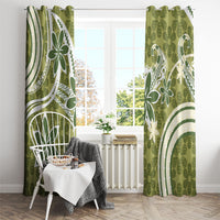 Hawaii Pupuala Plumeria Olive Green Window Curtain Polynesian Pattern LT01 - Polynesian Pride