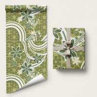 Hawaii Pupuala Plumeria Olive Green Wrapping Paper Polynesian Pattern LT01 58" × 23" Olive Green - Polynesian Pride