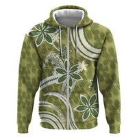 Hawaii Pupuala Plumeria Olive Green Zip Hoodie Polynesian Pattern LT01 Zip Hoodie Olive Green - Polynesian Pride