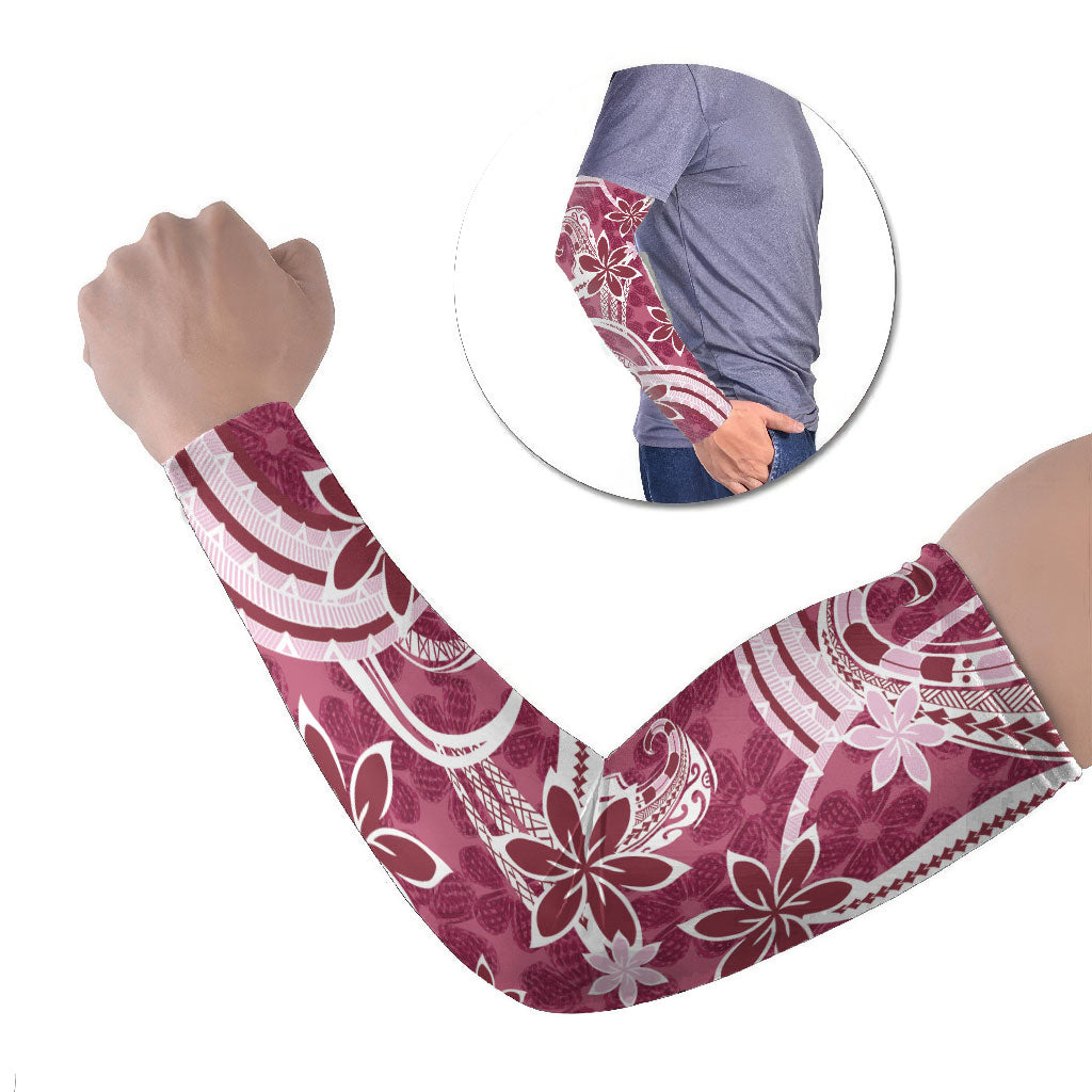 Hawaii Pupuala Plumeria Pink Arm Sleeves Polynesian Pattern LT01 Set of 2 Pink - Polynesian Pride