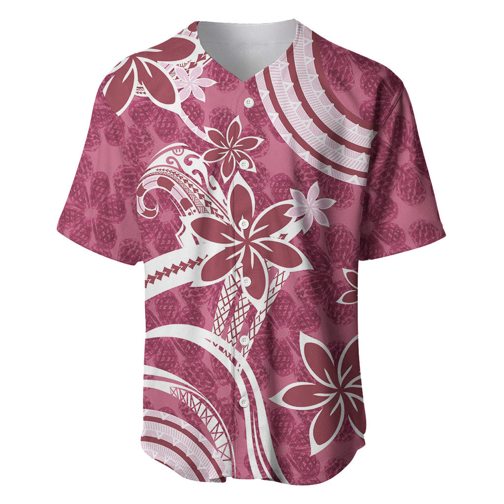 Hawaii Pupuala Plumeria Pink Baseball Jersey Polynesian Pattern LT01 Pink - Polynesian Pride