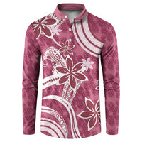 Hawaii Pupuala Plumeria Pink Button Sweatshirt Polynesian Pattern LT01 Pink - Polynesian Pride