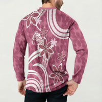 Hawaii Pupuala Plumeria Pink Button Sweatshirt Polynesian Pattern LT01 - Polynesian Pride