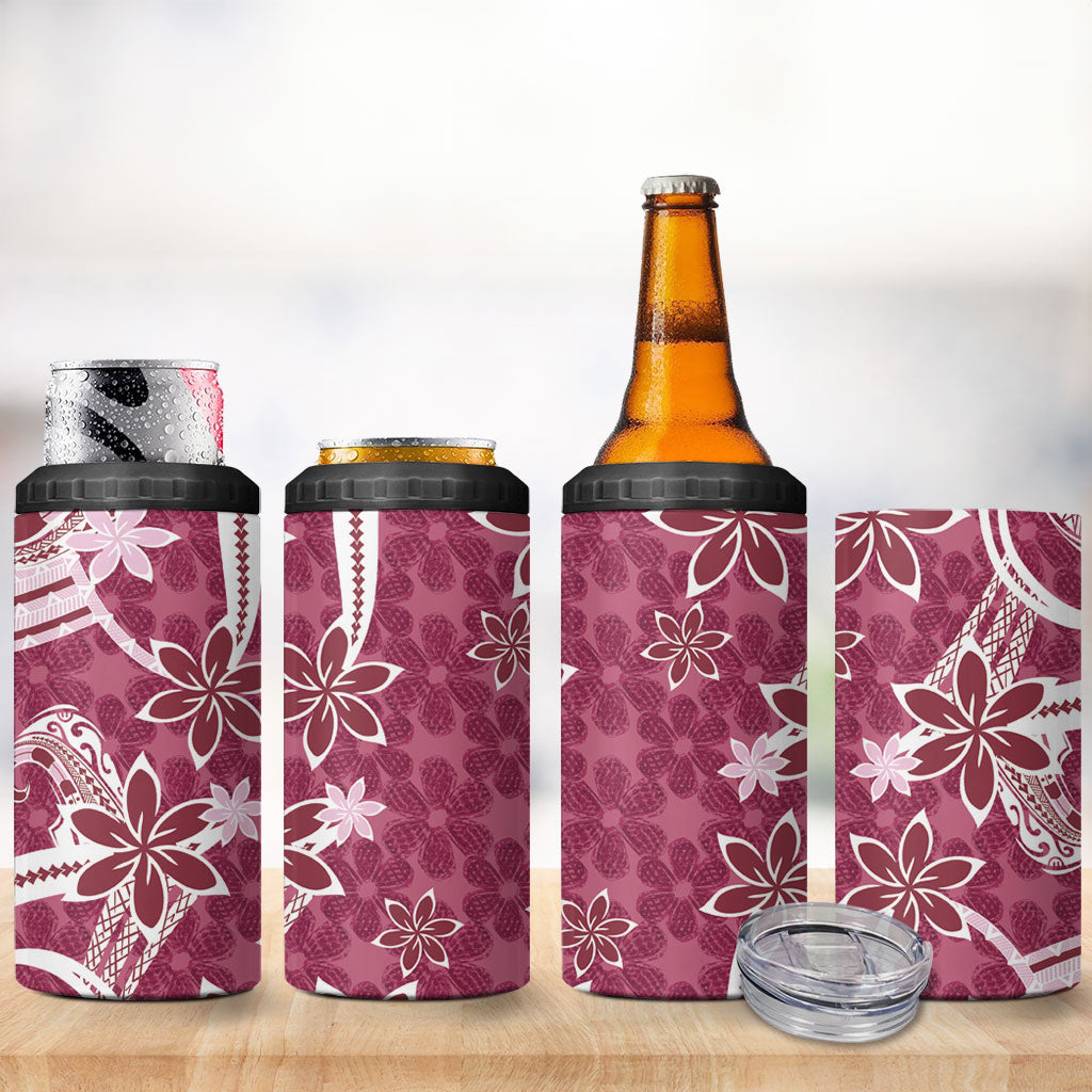 Hawaii Pupuala Plumeria Pink 4 in 1 Can Cooler Tumbler Polynesian Pattern LT01 - Polynesian Pride