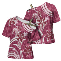 Hawaii Pupuala Plumeria Pink Cross Shoulder Shirt Polynesian Pattern LT01 - Polynesian Pride