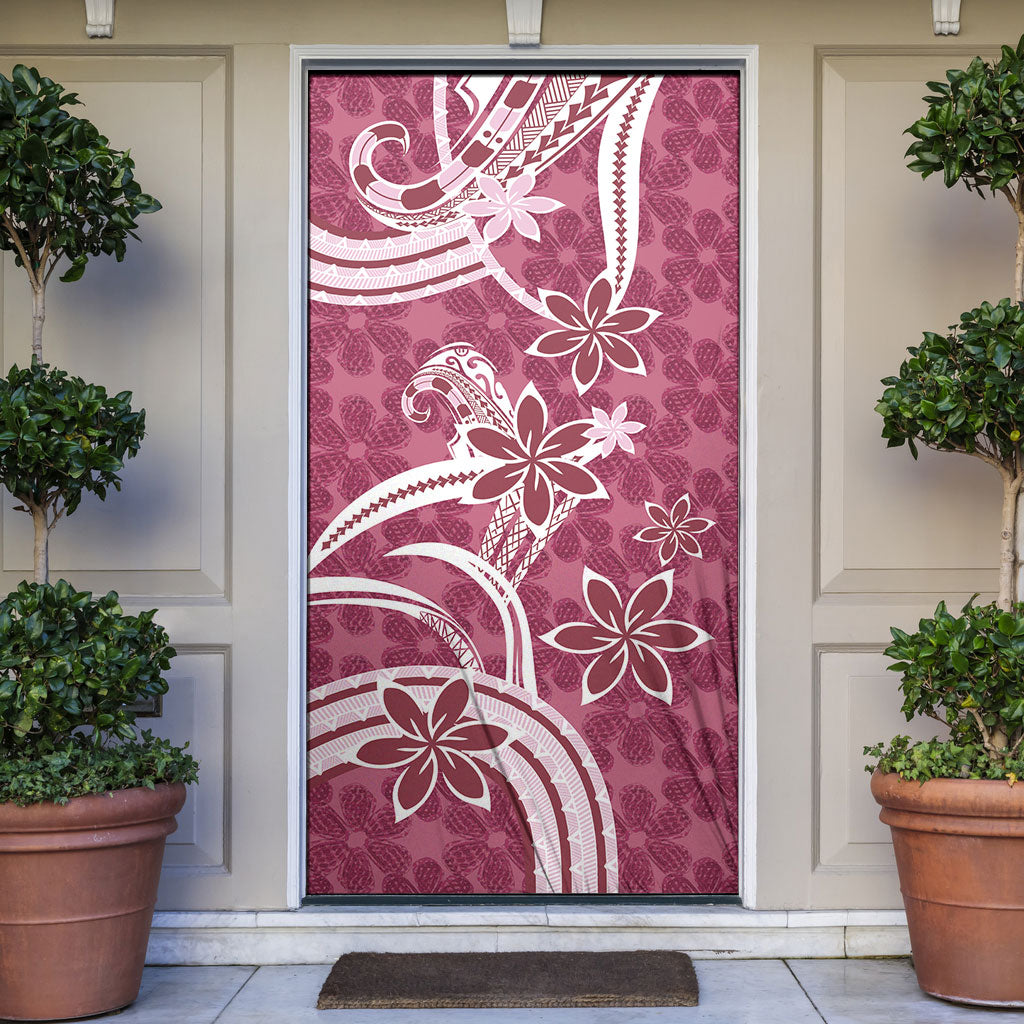 Hawaii Pupuala Plumeria Pink Door Cover Polynesian Pattern LT01 Pink - Polynesian Pride