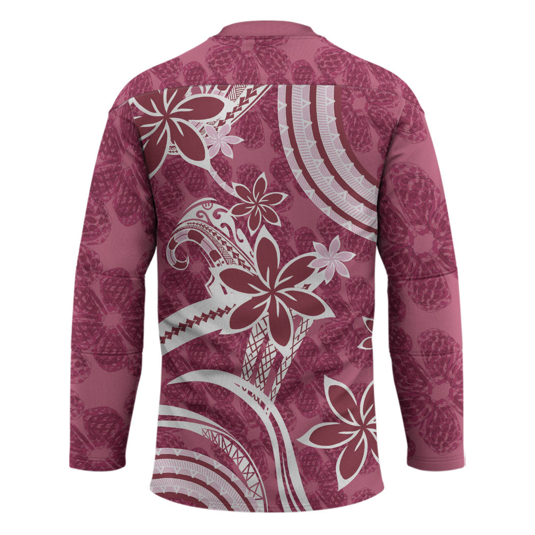 Hawaii Pupuala Plumeria Pink Hockey Jersey Polynesian Pattern LT01 - Polynesian Pride