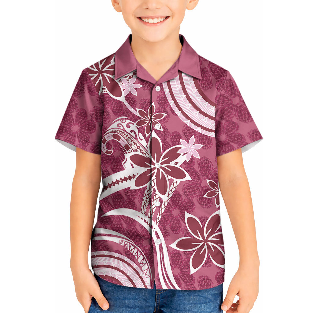 Hawaii Pupuala Plumeria Pink Kid Hawaiian Shirt Polynesian Pattern LT01 Kid Pink - Polynesian Pride