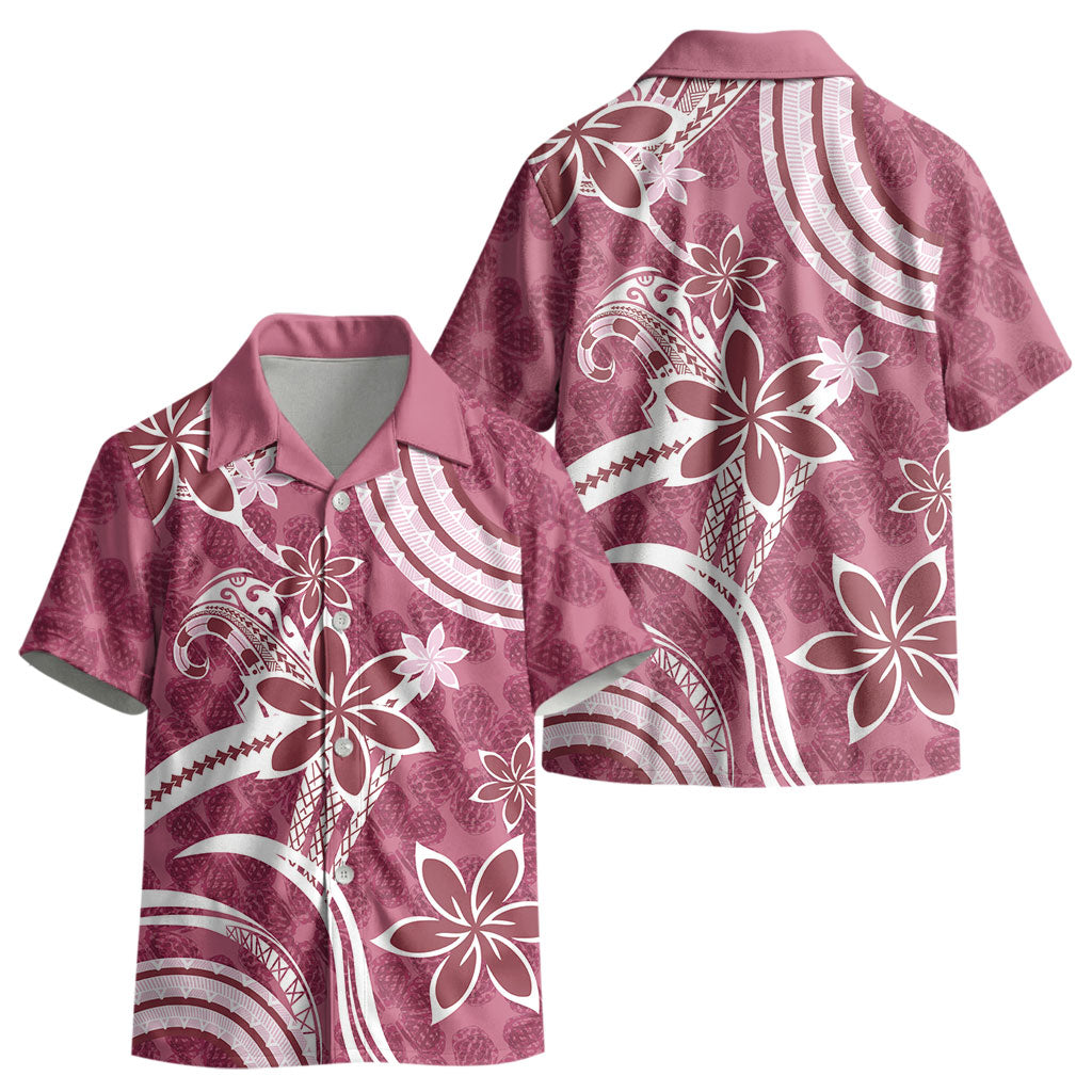 Hawaii Pupuala Plumeria Pink Kid Hawaiian Shirt Polynesian Pattern LT01 - Polynesian Pride