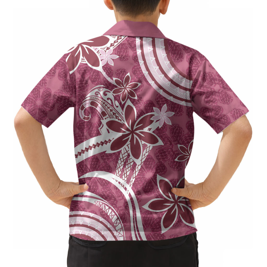 Hawaii Pupuala Plumeria Pink Kid Hawaiian Shirt Polynesian Pattern LT01 - Polynesian Pride
