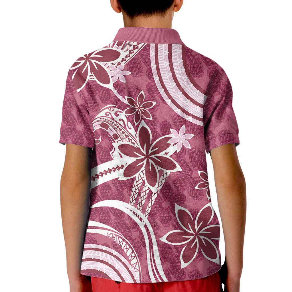 Hawaii Pupuala Plumeria Pink Kid Polo Shirt Polynesian Pattern LT01 - Polynesian Pride