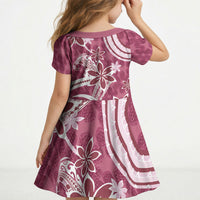 Hawaii Pupuala Plumeria Pink Kid Short Sleeve Dress Polynesian Pattern LT01 - Polynesian Pride