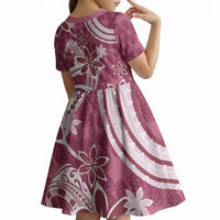 Hawaii Pupuala Plumeria Pink Kid Short Sleeve Dress Polynesian Pattern LT01 - Polynesian Pride