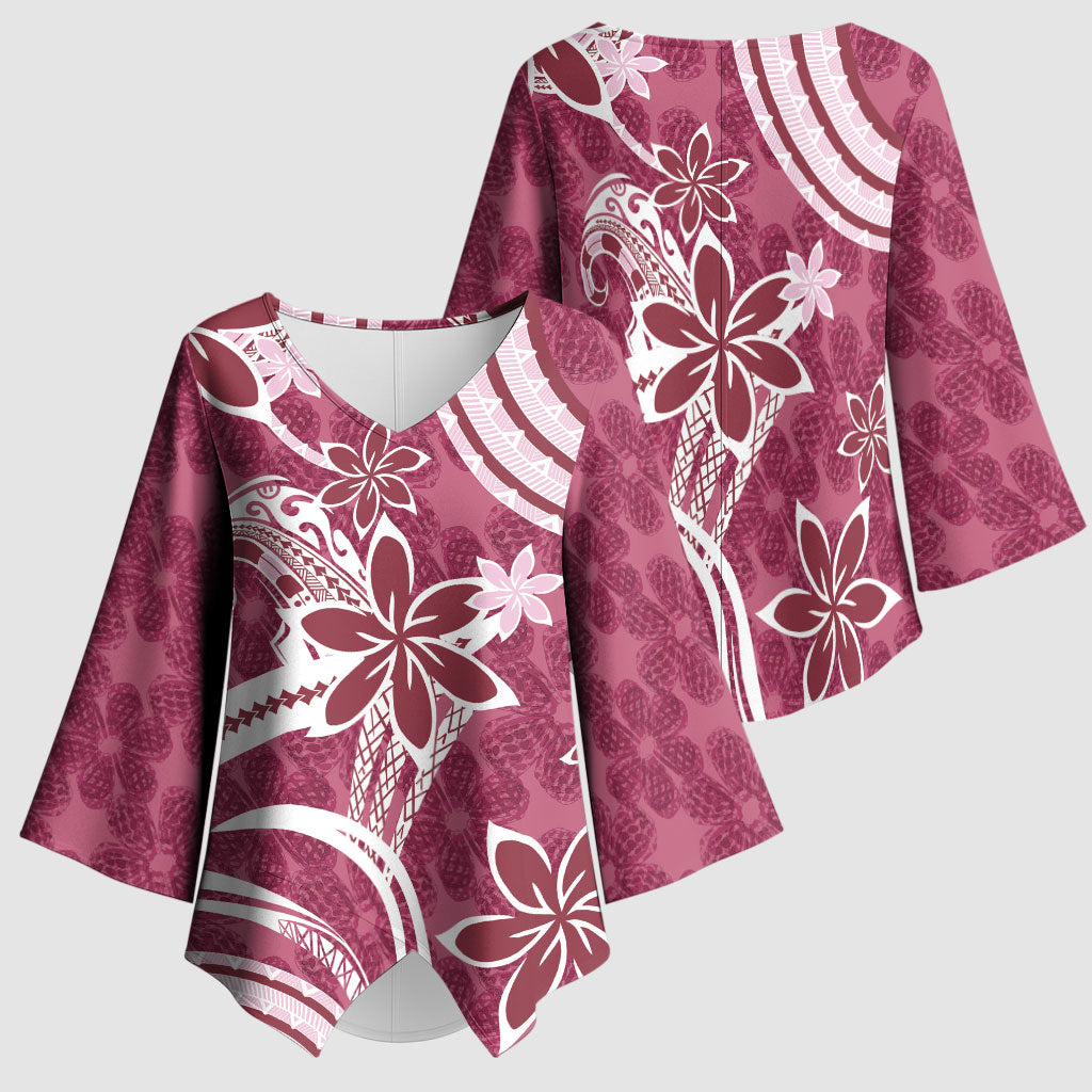 Hawaii Pupuala Plumeria Pink Kimono Sleeve Blouse Polynesian Pattern LT01 - Polynesian Pride