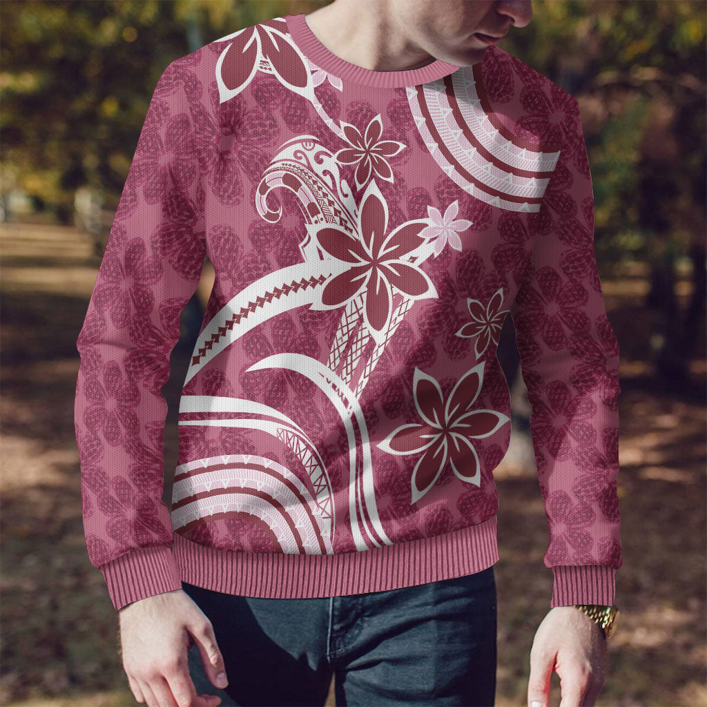 Hawaii Pupuala Plumeria Pink Ugly Christmas Sweater Polynesian Pattern LT01 - Polynesian Pride