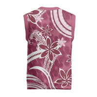 Hawaii Pupuala Plumeria Pink Christmas Knitted V-Neck Vest Polynesian Pattern LT01 - Polynesian Pride