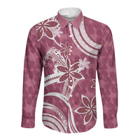 Hawaii Pupuala Plumeria Pink Long Sleeve Button Shirt Polynesian Pattern LT01 Unisex Pink - Polynesian Pride