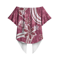 Hawaii Pupuala Plumeria Pink Off Shoulder Wrap Waist Top Polynesian Pattern LT01 - Polynesian Pride