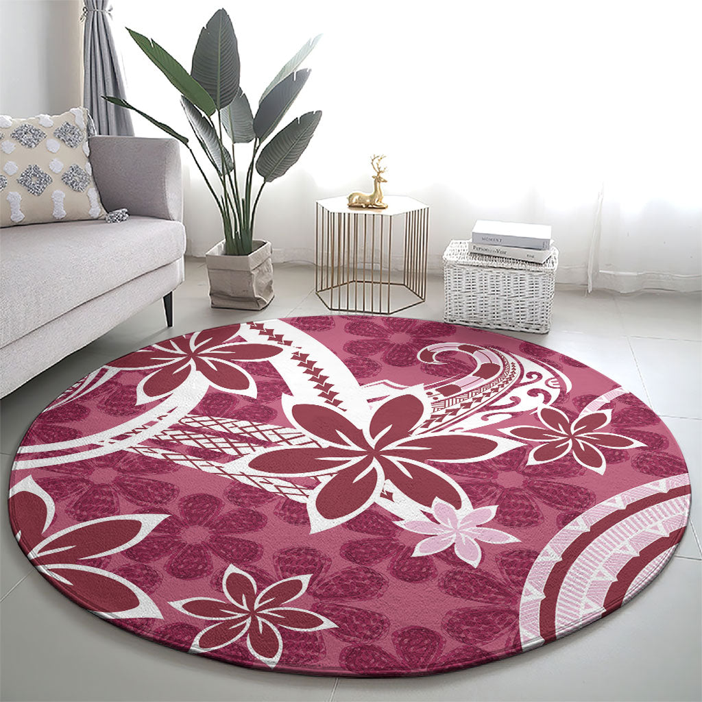 Hawaii Pupuala Plumeria Pink Round Carpet Polynesian Pattern LT01 - Polynesian Pride