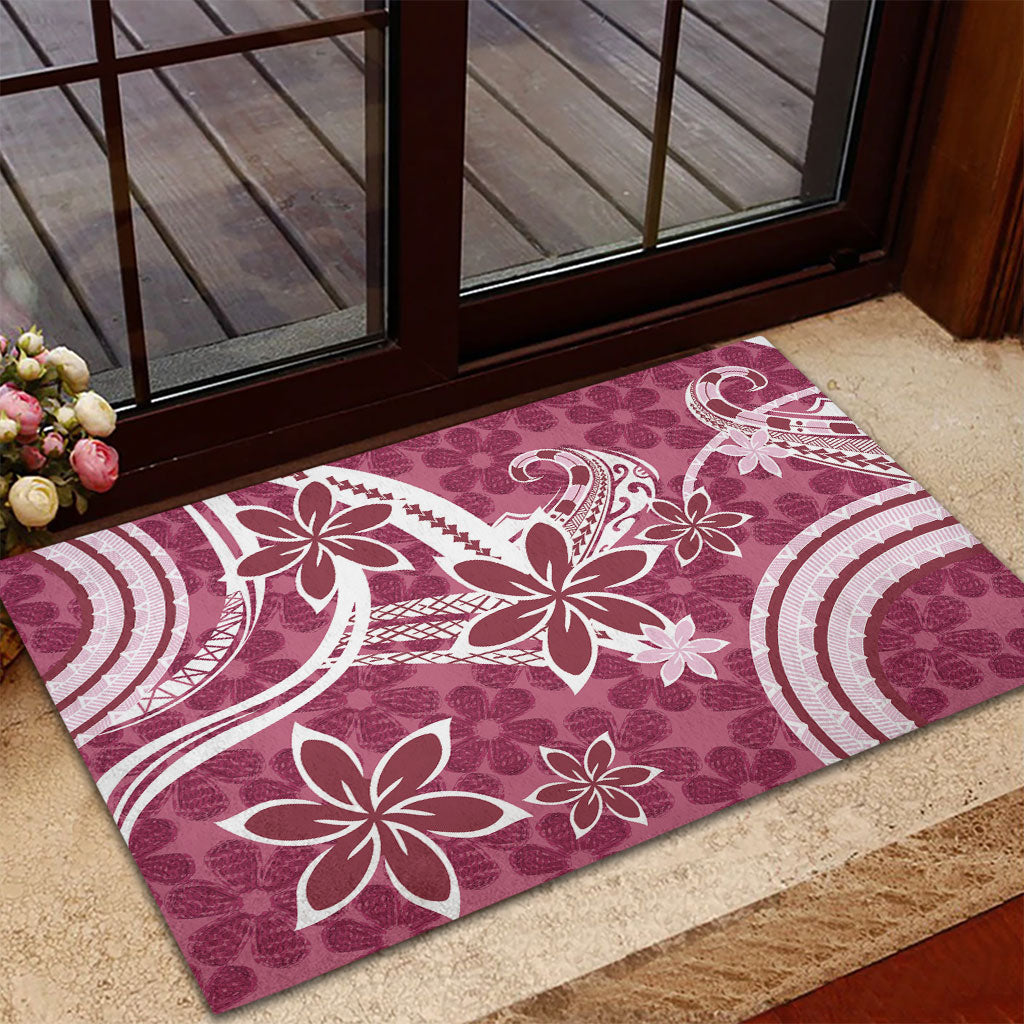 Hawaii Pupuala Plumeria Pink Rubber Doormat Polynesian Pattern LT01 - Polynesian Pride