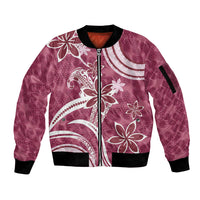 Hawaii Pupuala Plumeria Pink Sleeve Zip Bomber Jacket Polynesian Pattern LT01 Unisex Pink - Polynesian Pride
