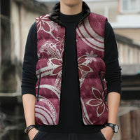 Hawaii Pupuala Plumeria Pink Sleeveless Puffer Jacket Polynesian Pattern LT01 - Polynesian Pride