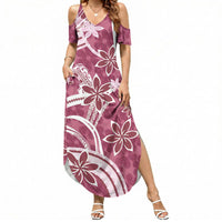 Hawaii Pupuala Plumeria Pink Summer Maxi Dress Polynesian Pattern LT01 Women Pink - Polynesian Pride