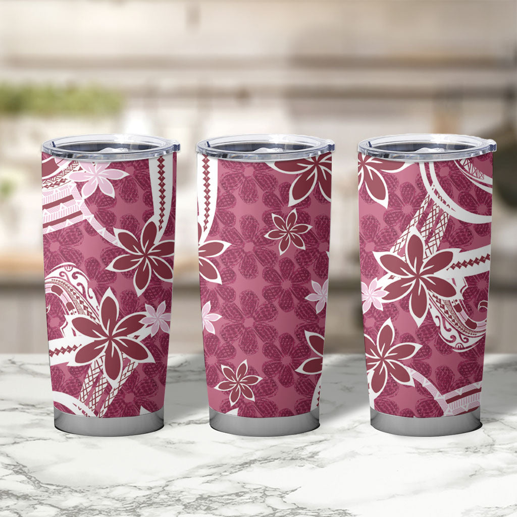 Hawaii Pupuala Plumeria Pink Tumbler Cup Polynesian Pattern LT01 - Polynesian Pride