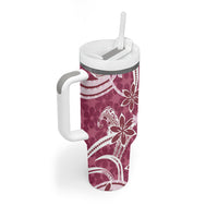 Hawaii Pupuala Plumeria Pink Tumbler With Handle Polynesian Pattern LT01 - Polynesian Pride