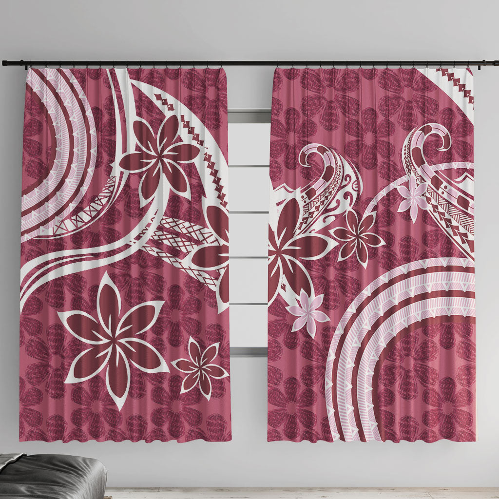 Hawaii Pupuala Plumeria Pink Window Curtain Polynesian Pattern LT01 With Hooks Pink - Polynesian Pride