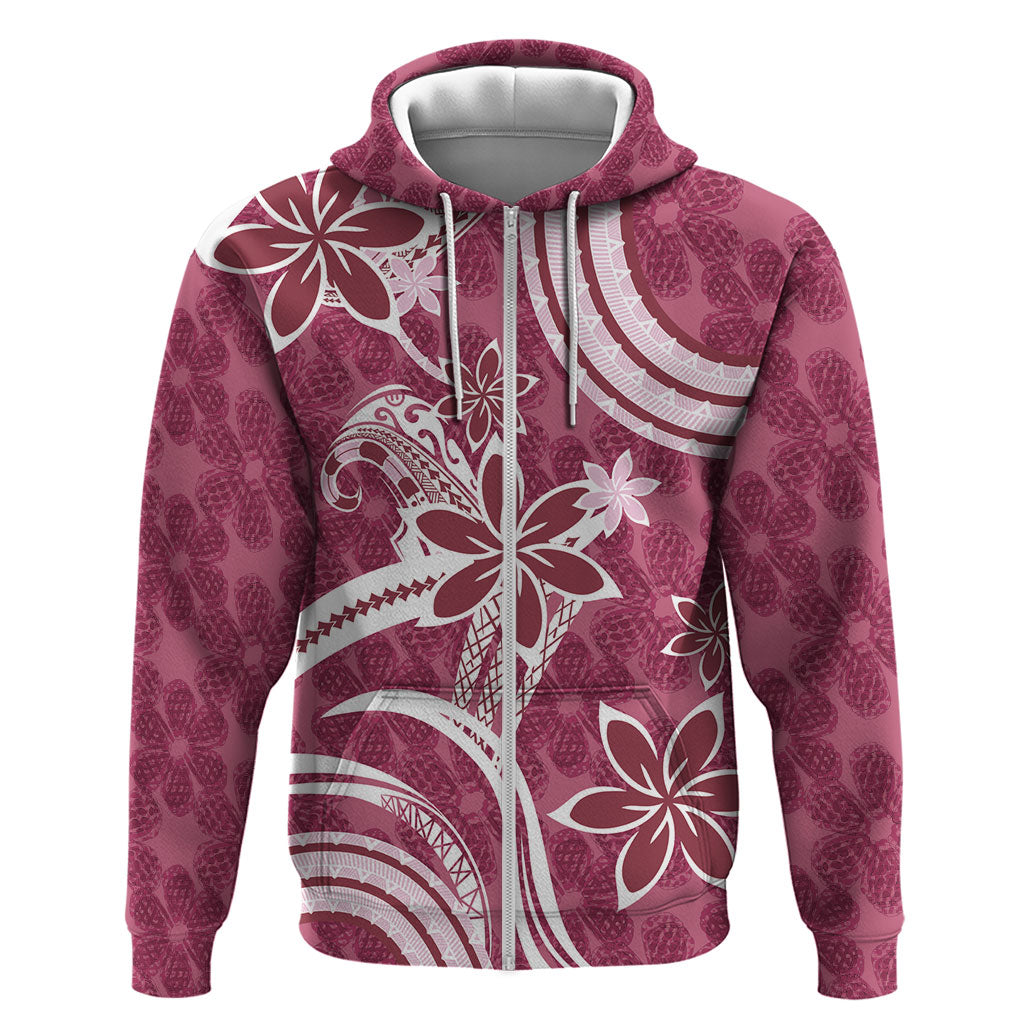 Hawaii Pupuala Plumeria Pink Zip Hoodie Polynesian Pattern LT01 Zip Hoodie Pink - Polynesian Pride