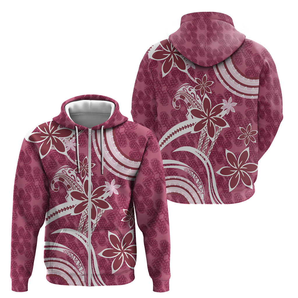 Hawaii Pupuala Plumeria Pink Zip Hoodie Polynesian Pattern LT01 - Polynesian Pride