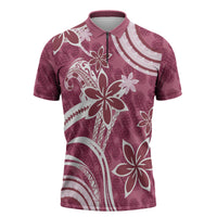Hawaii Pupuala Plumeria Pink Zipper Polo Shirt Polynesian Pattern LT01 Pink - Polynesian Pride