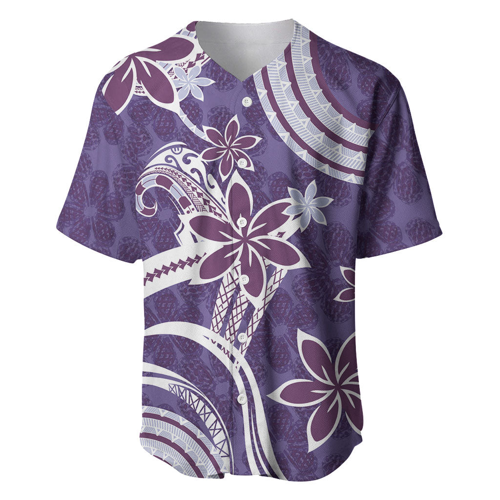 Hawaii Pupuala Plumeria Purple Baseball Jersey Polynesian Pattern LT01 Purple - Polynesian Pride