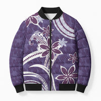 Hawaii Pupuala Plumeria Purple Bomber Puffer Jacket Polynesian Pattern LT01 Unisex Purple - Polynesian Pride
