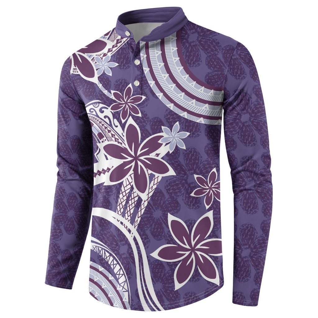 Hawaii Pupuala Plumeria Purple Button Sweatshirt Polynesian Pattern LT01 - Polynesian Pride