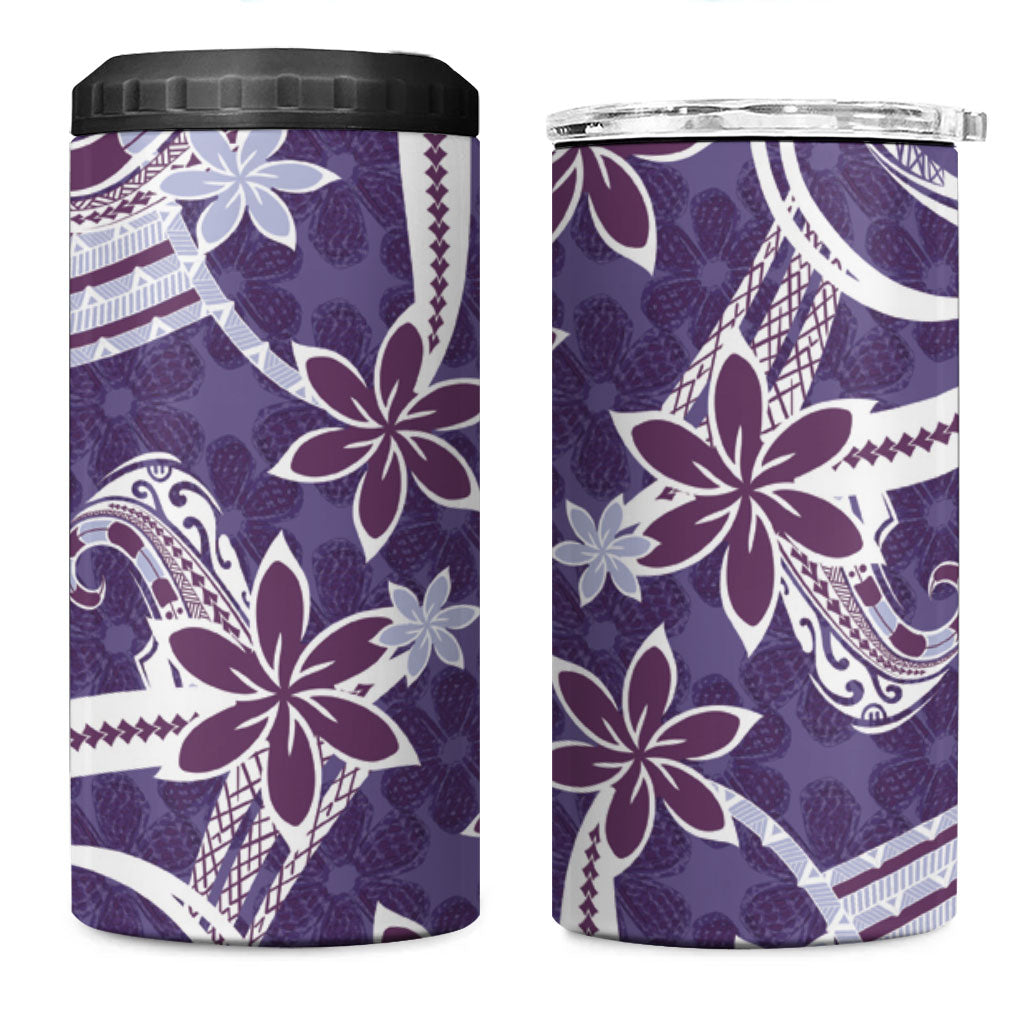 Hawaii Pupuala Plumeria Purple 4 in 1 Can Cooler Tumbler Polynesian Pattern LT01 One Size: 16 oz Purple - Polynesian Pride