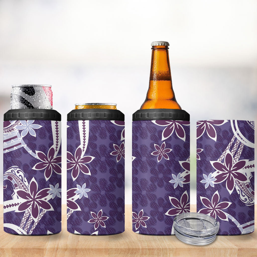 Hawaii Pupuala Plumeria Purple 4 in 1 Can Cooler Tumbler Polynesian Pattern LT01 - Polynesian Pride
