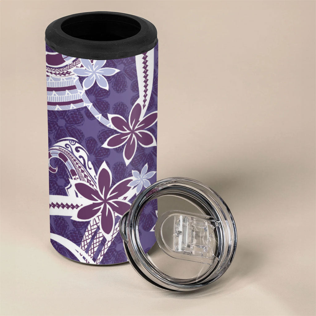 Hawaii Pupuala Plumeria Purple 4 in 1 Can Cooler Tumbler Polynesian Pattern LT01 - Polynesian Pride