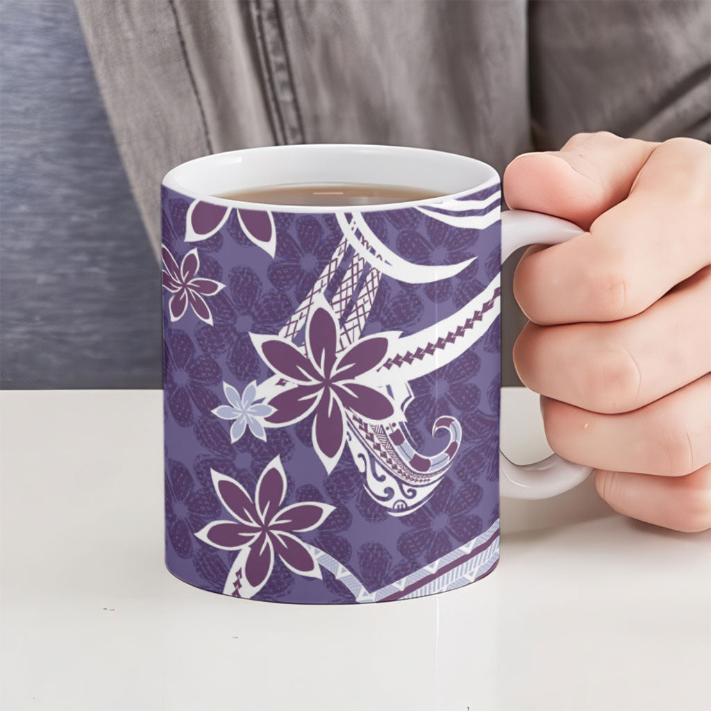 Hawaii Pupuala Plumeria Purple Ceramic Mug Polynesian Pattern LT01 - Polynesian Pride