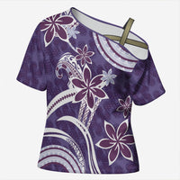 Hawaii Pupuala Plumeria Purple Cross Shoulder Shirt Polynesian Pattern LT01 Female Purple - Polynesian Pride