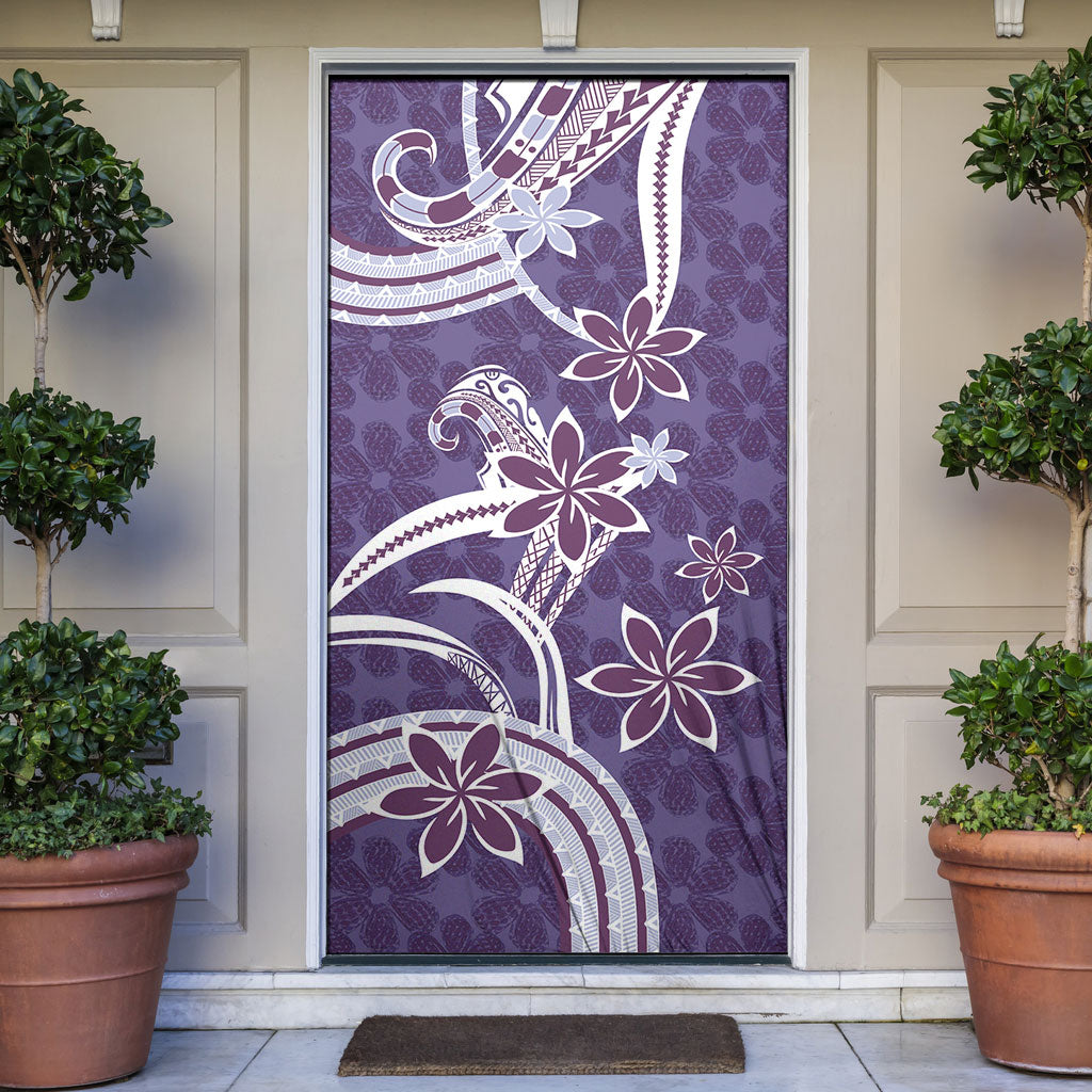 Hawaii Pupuala Plumeria Purple Door Cover Polynesian Pattern LT01 Purple - Polynesian Pride