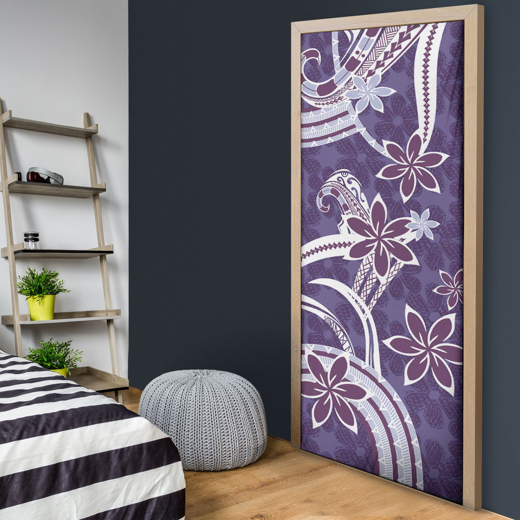 Hawaii Pupuala Plumeria Purple Door Cover Polynesian Pattern LT01 - Polynesian Pride